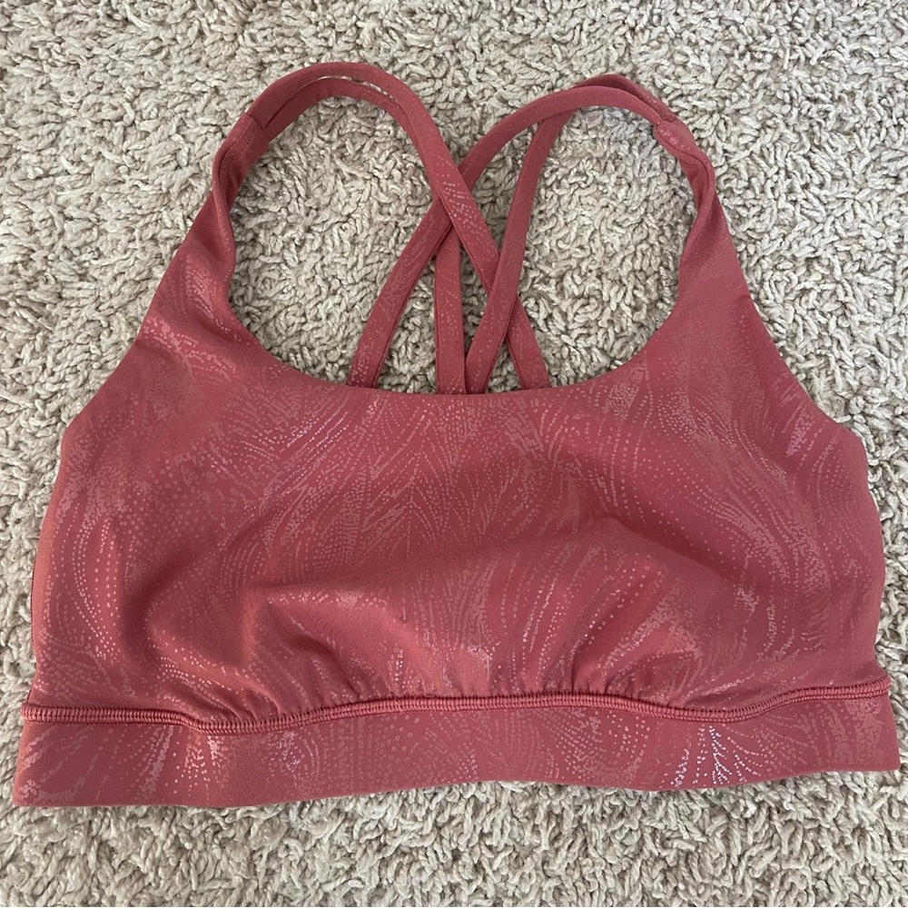 Lululemon Pink Sports Bra with Crisscross Straps and Racerback